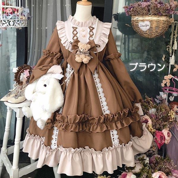 ロリータ ビッグカラー ワンピースとヘッドドレス2点セット クラロリ