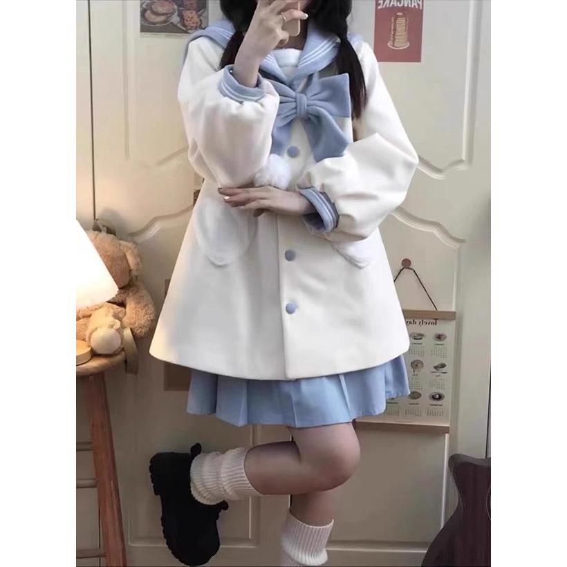 即納OK 売上急増中 レディース ショートコート コート 通勤 長袖 ロリータアウター ストライプ柄 小柄 通学 リボン ステンカラーコート ロリータコート トップス セーラーコート 袖あり ジャケット ロリータ 冬服 アウター 学生 送料無料 ステンカラーコートセーラーコート ロリータ 冬服 可愛い 学生 通学