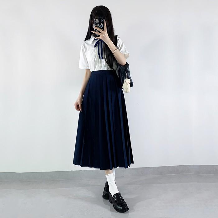 上品 人気可愛い スクールプリーツスカート 車ヒダ 濃紺 黒 グレー 39