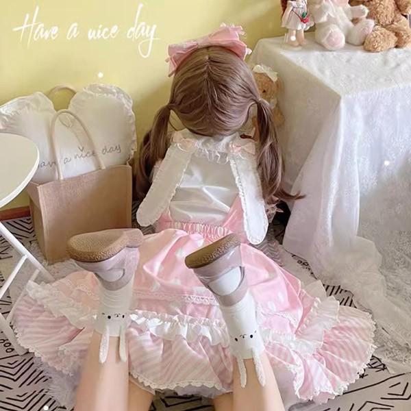 Aランク】 L ロリータ スカート パニエ付き ティアードスカート 水玉 A