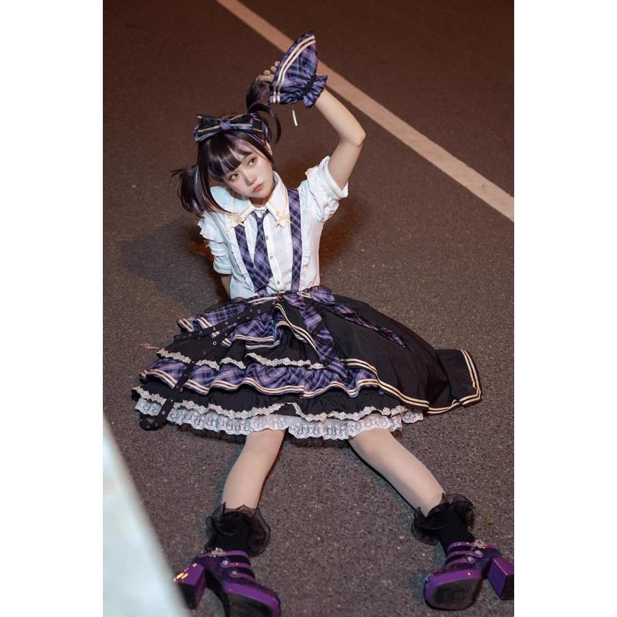 ロリータ サスペンダースカート ティアードスカート チェック柄