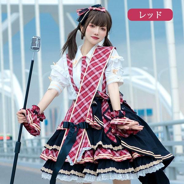 ロリータ サスペンダースカート ティアードスカート チェック柄