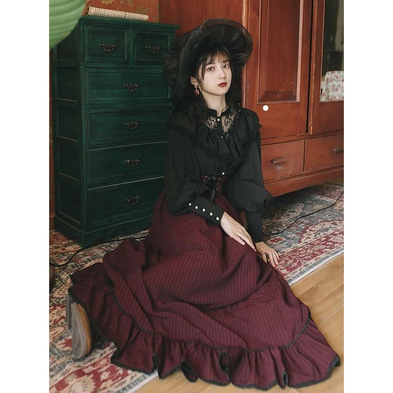ロリータ フリルスカート ロング丈 大きいサイズ クラロリ ゴスロリ