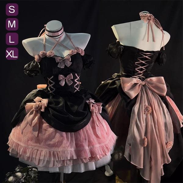 ロリータ jsk ワンピース 可愛い プリンセスドレス お姫様 Lolita ロリータ服 リボン 黒 可愛い アイドル衣装 コスチューム コスプレ衣装 文化祭 学園祭_1