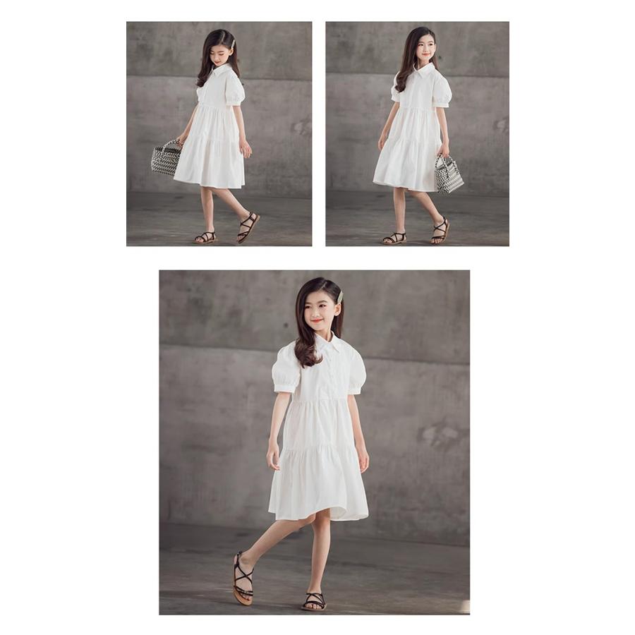シャツワンピース キッズ キッズワンピース 半袖 女の子 発表会