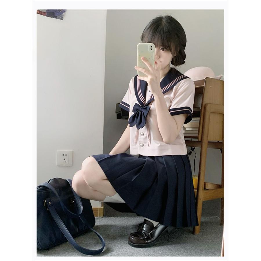 セーラー服 制服 上下セット スカート ベージュ ピンク ネイビー