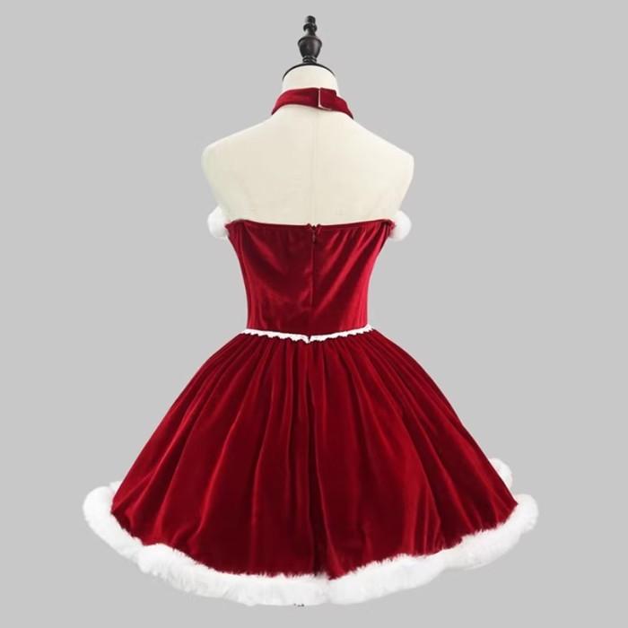 サンタコス クリスマス コスプレ フード付き ケープ ベロア ワンピース
