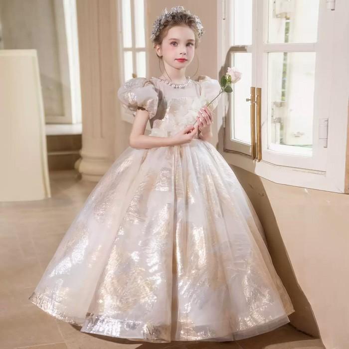 お姫様ドレス 女の子用 ロングドレス ピアノ発表会 演奏会 結婚式 フォーマル プリンセスドレス フラワーガール 撮影 誕生日 ハロウィン クリスマス 110〜160cmの画像