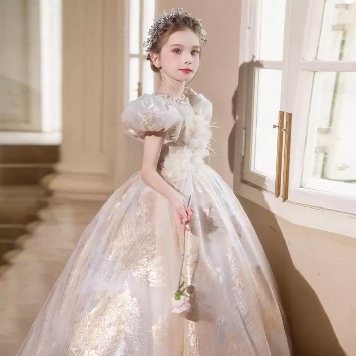 お姫様ドレス 女の子用 ロングドレス ピアノ発表会 演奏会 結婚式 フォーマル プリンセスドレス フラワーガール 撮影 誕生日 ハロウィン クリスマス 110〜160cmの画像