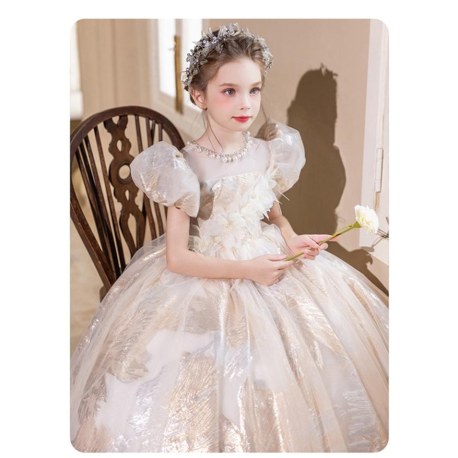 お姫様ドレス 女の子用 ロングドレス ピアノ発表会 演奏会 結婚式 フォーマル プリンセスドレス フラワーガール 撮影 誕生日 ハロウィン クリスマス 110〜160cmの画像