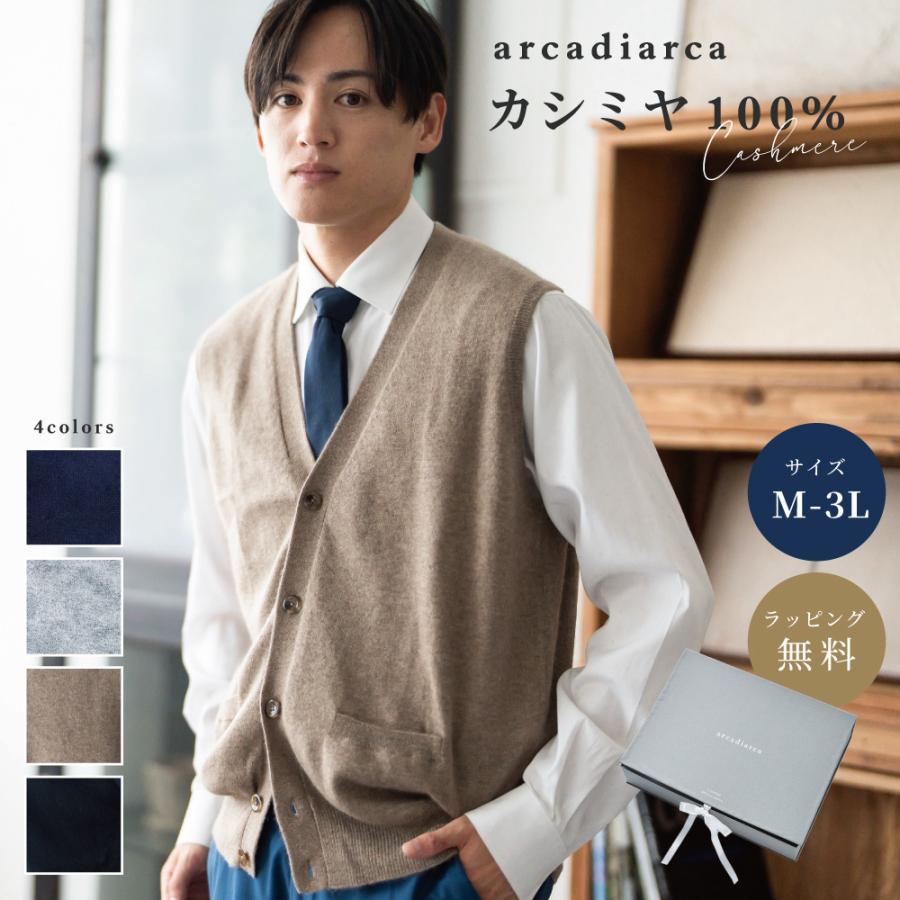 arcadiarca（アルカディアルカ） カシミヤ ベスト メンズ 100% 前開き