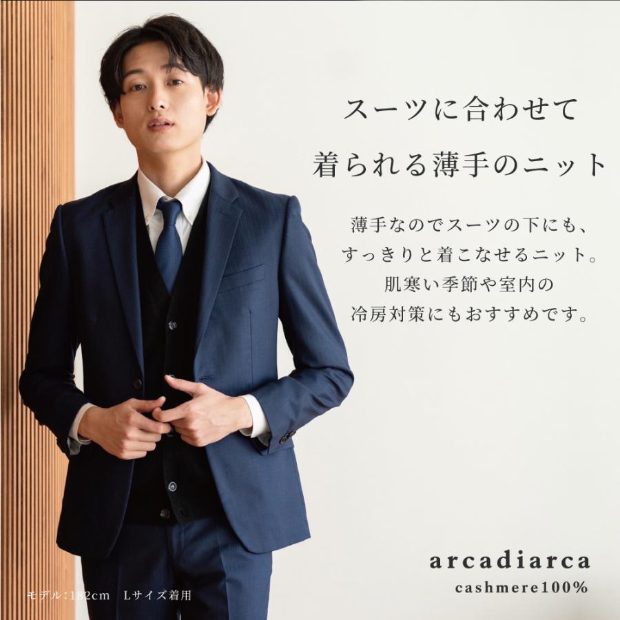 ベスト メンズ カシミヤ 100% 前開き Vネック M〜3L ニット トップス カシミヤ100% カシミア 男性 arcadiarca アルカディアルカ プレゼント｜shoppress｜07