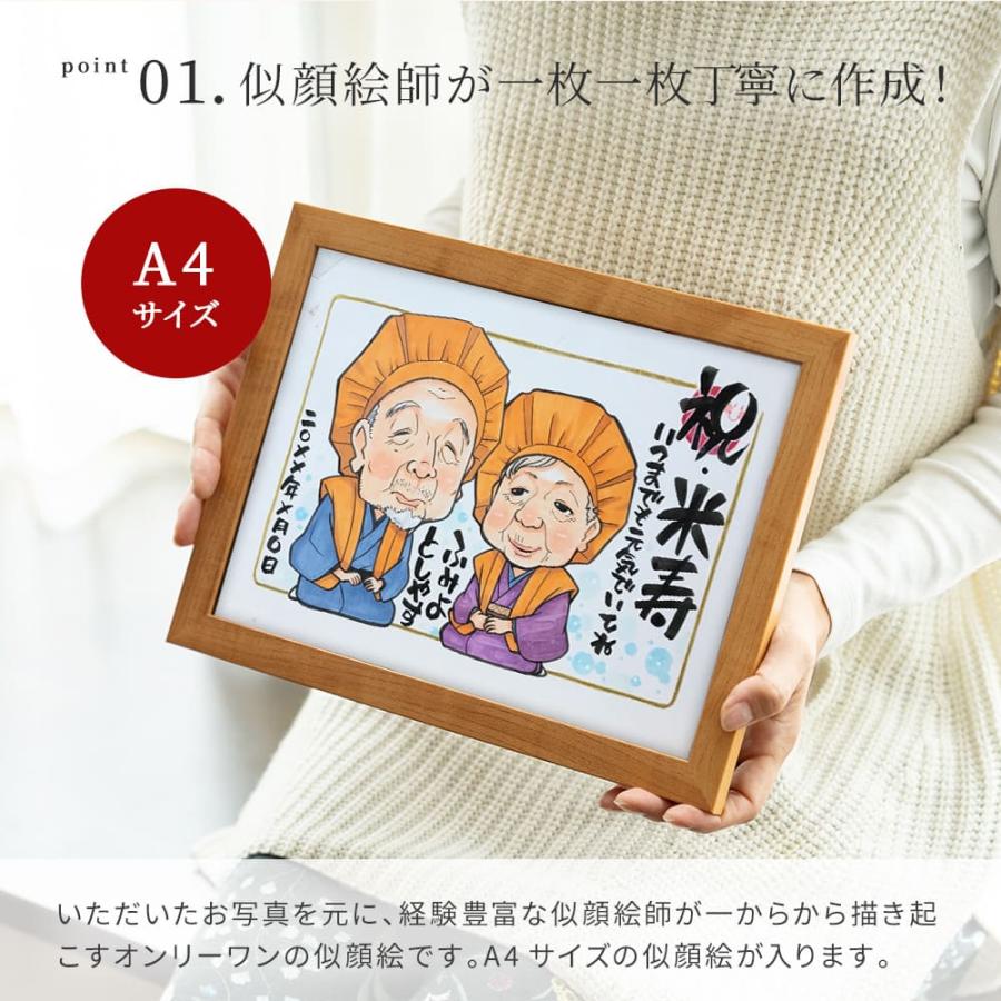 似顔絵 イラスト A4サイズ フレーム付き 還暦祝い お祝い 喜寿 卒寿