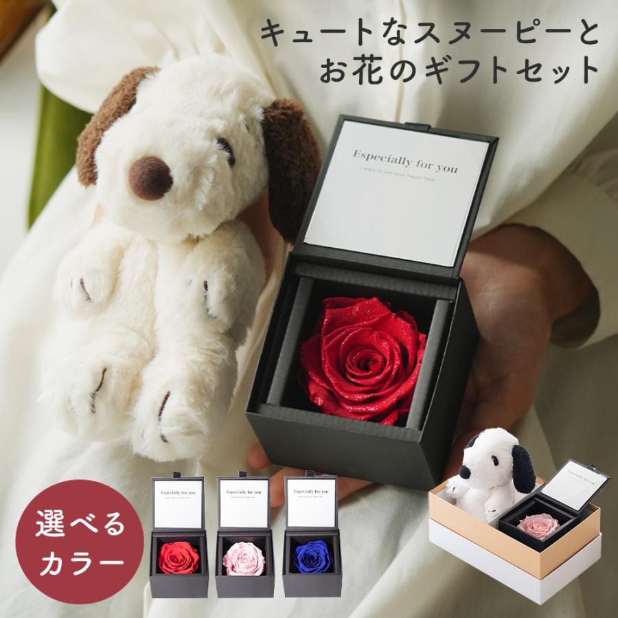 スヌーピー＆ローズギフトセット フラワーギフト ジュエリーバラ ぬいぐるみ バラ ダイヤモンドローズ 女性 レディース おしゃれ 母の日 2026 ギフト プレゼント（Yahoo!・ギフト専門店 THE WOW）