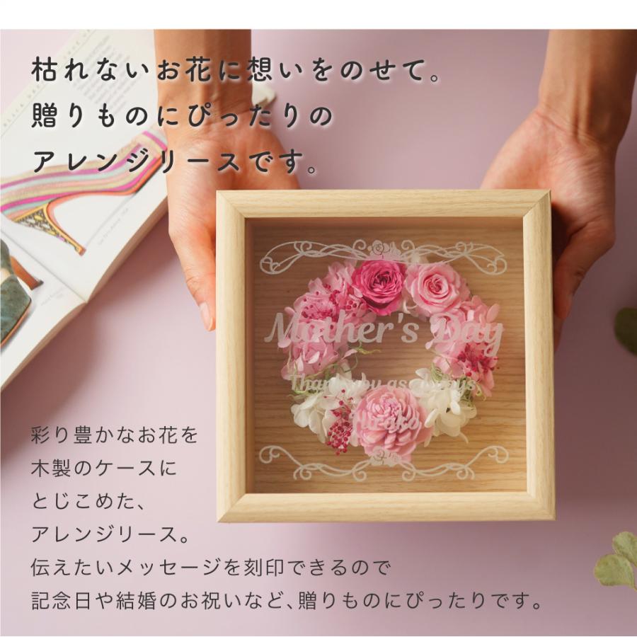 プリザーブドフラワー ギフト リース 名入れ フレームアレンジ 花