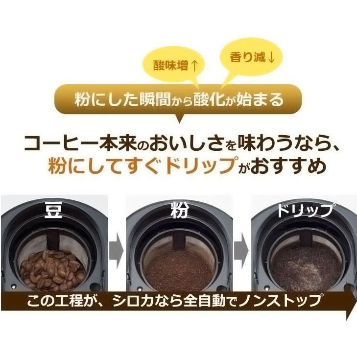 シロカ コーヒーメーカー SC-A211 全自動コーヒーメーカー siroca 静音 コンパクト ミル2段階 豆・粉両対応 蒸らし ガラスサーバーの画像