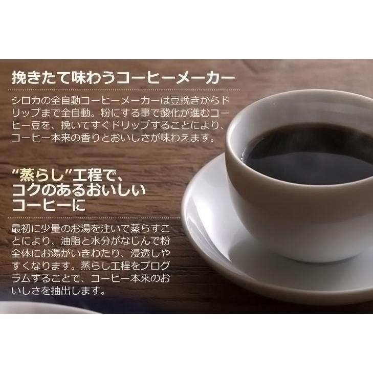 シロカ コーヒーメーカー SC-A211 全自動コーヒーメーカー siroca 静音 コンパクト ミル2段階 豆・粉両対応 蒸らし ガラスサーバーの画像