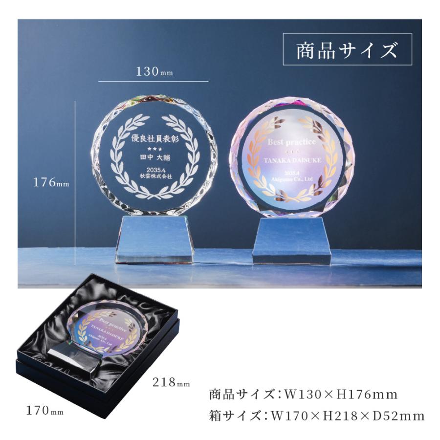 トロフィー大 Lサイズ 丸型 社内表彰 周年記念用 CR-13A クリスタル 名
