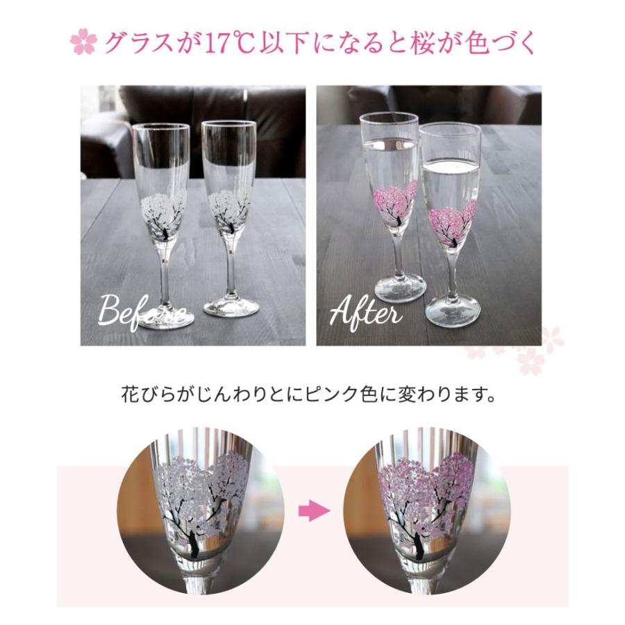 冷感桜 シャンパングラスペアセット 165cc 酒器 グラス シャンパン