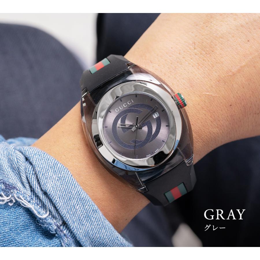 2年保証 グッチ GUCCI メンズ腕時計 シンク 46mm クォーツ スイス製 46mm YA137116 グレーシルバー×ブラック 時計 ウォッチ  20代 30代 40代 50代