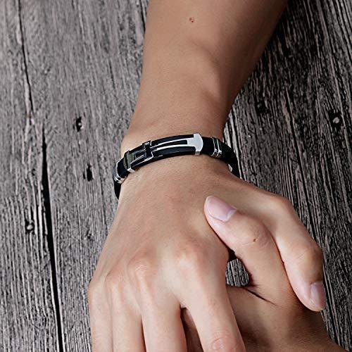 有名人芸能人 Rockyu ジュエリー ブルー クロス ステンレス十字架 cm ベルト シリコン メンズ ブレスレット ブランド 人気 ブレスレット Athomeinparis Fr