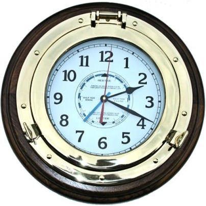 【2021年製 新品】 Brass Solid Nautical Clock Wall Time and Tide Porthole 掛け時計、壁掛け時計