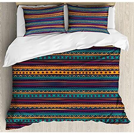 特売 トライバル羽毛布団カバーセットby Ambesonne ストライプ レトロaztec Pattern Withリッチmexicanエスニックカラーfo 週間ランキング１位獲得 Istx Edu Ec