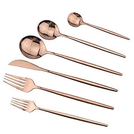 【正規取扱店】 Gugrida 36-Piece Fork Utensils Gold Rose Steel Stainless 304 Set Silverware 食器セット