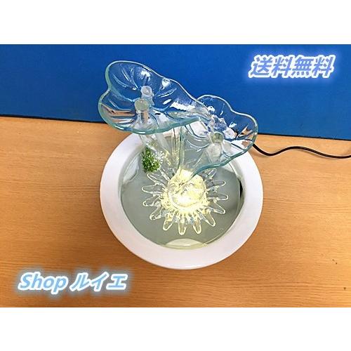 訳あり】送料無料卓上ファウンテン（ミニ噴水）黄色LEDライト付ガラス