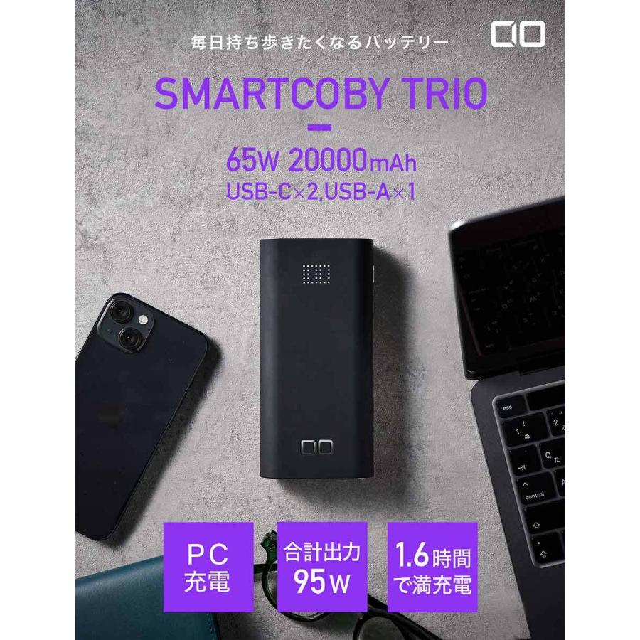 SMARTCOBY TRIO 65W 20000mAh モバイルバッテリー USB-C × 2ポート USB 