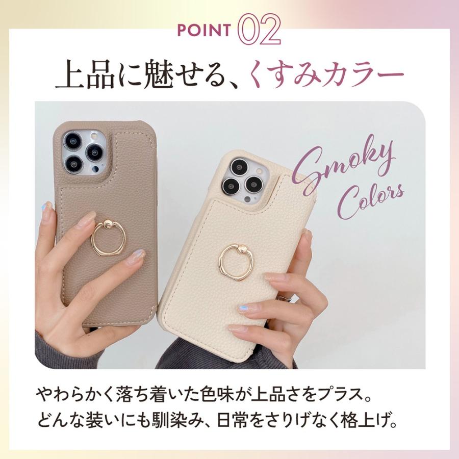 iphone16ケース カード収納 背面 iphone16pro ミラー付き