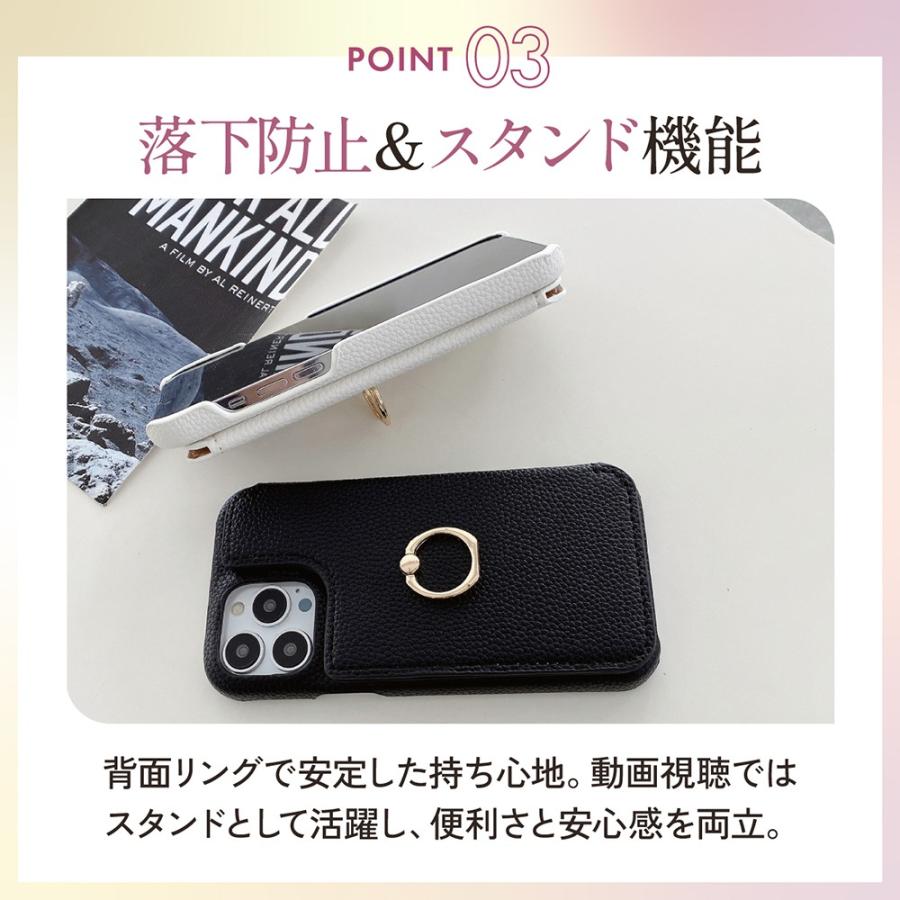 iphone16ケース カード収納 背面 iphone16pro ミラー付き