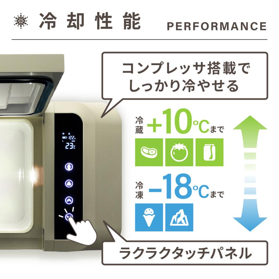 ポータブル冷蔵庫 車載用 21L キャンプ アウトドア 車中泊 車載冷蔵庫 パシフィクール Pacificool  サンドベージュ 澤藤電機 -18℃~10℃｜shopsawafuji｜08