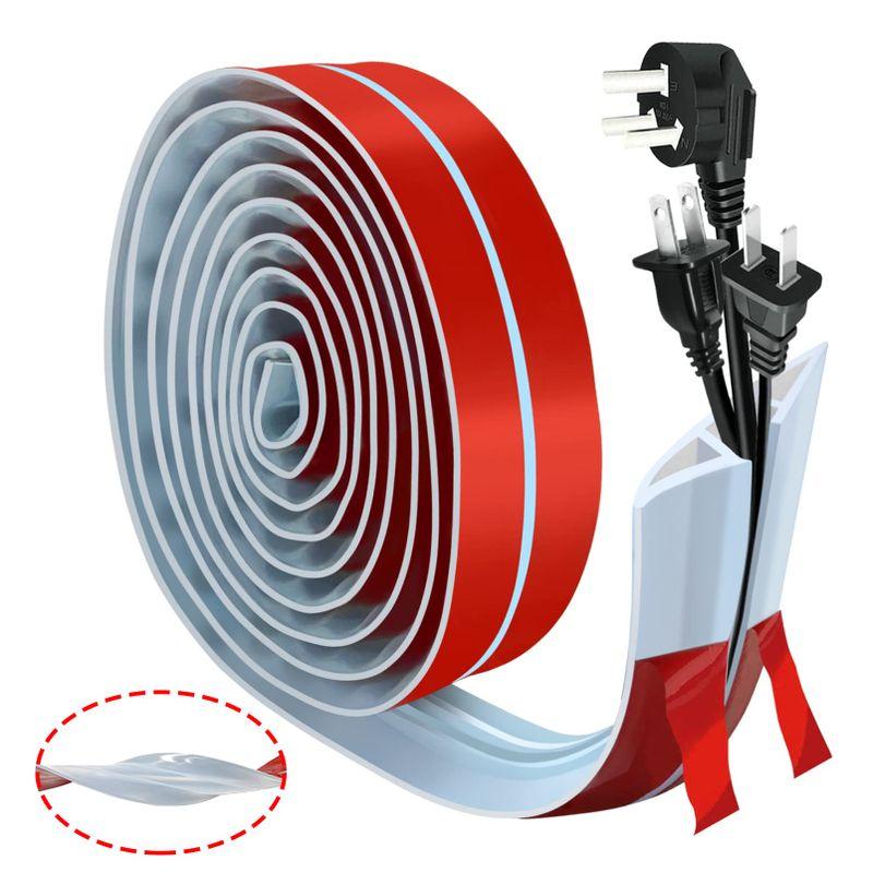 QUEENBABI 配線カバー 配線隠しカバー コードカバー ケーブルカバー ケーブルプロテクター 床 透明 両面テープ付き 延長コードカバ