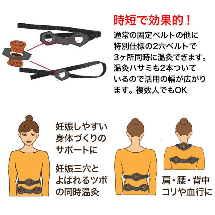 妊活に！温灸セット 邵氏温灸器3個セット 温灸材96個付 特別仕様の2穴ベルト等の温灸セット