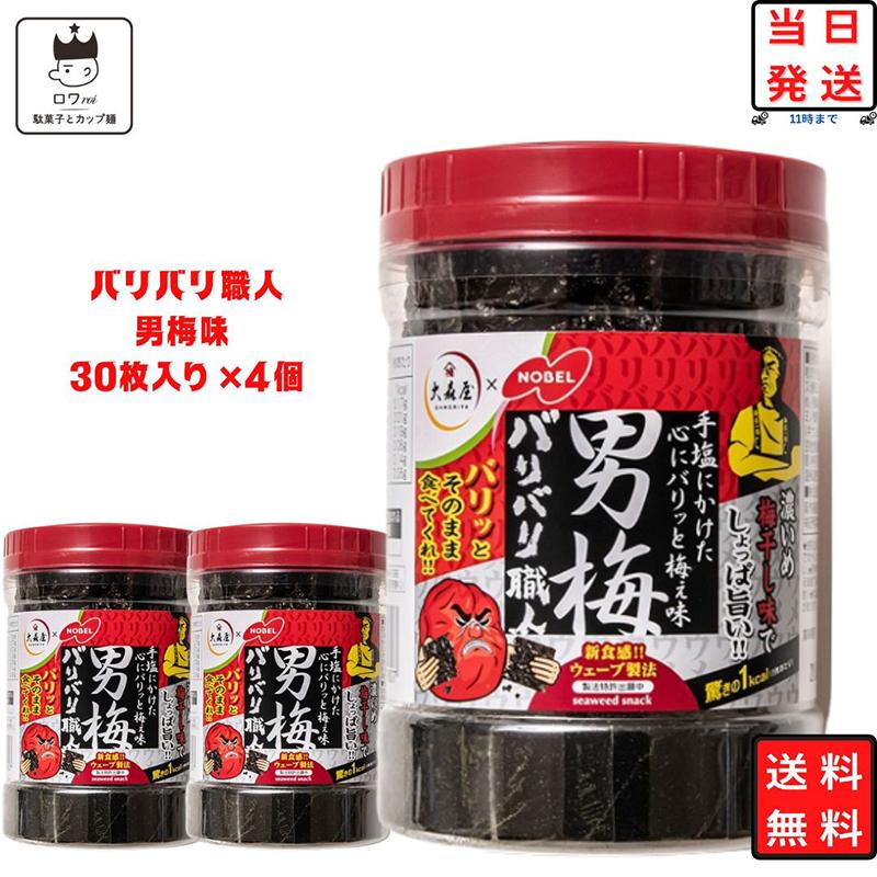 大森屋 味付け海苔 海苔 のり バリバリ職人 男 梅味 30枚×3個 おつまみ