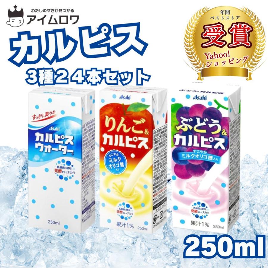 カルピス ソフトドリンク 紙パック りんご ぶどう 3種 各8本 乳酸菌