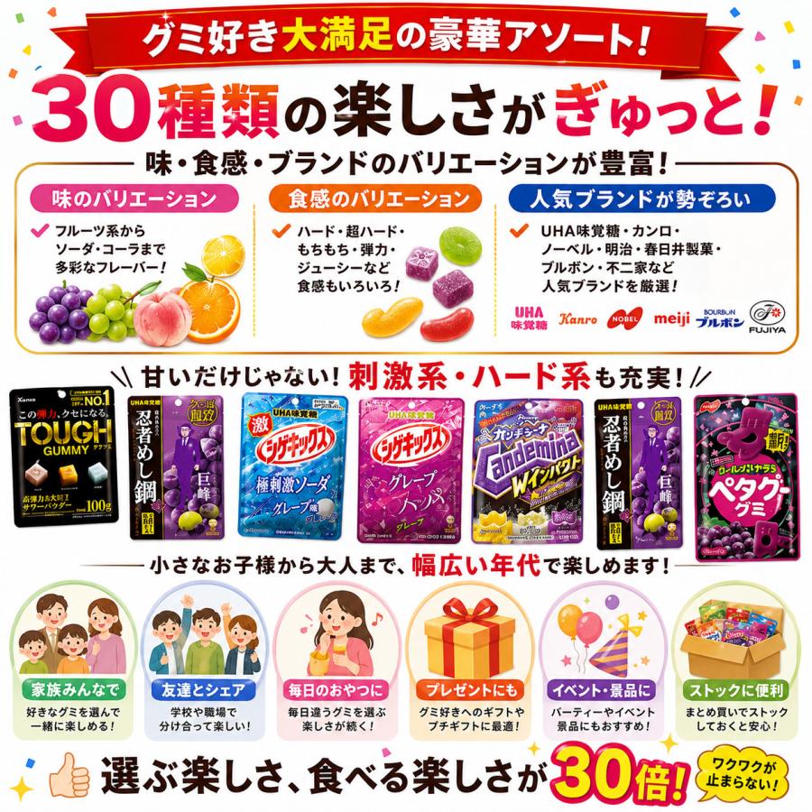 UHA味覚糖 グミ 詰め合わせ お菓子 ギフト 送料無料 30種 食べ比べ
