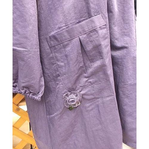 ナイロン 花モチーフ かっぽう着 背開きタイプ エプロン 割烹着