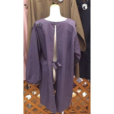 ナイロン 花モチーフ かっぽう着 背開きタイプ エプロン 割烹着