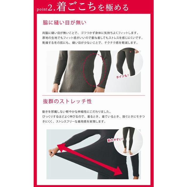 グンゼ 極 厚手 あったかインナー Vネック V首 長袖シャツ 裏起毛 のびのび ストレッチ 発熱素材 ホットマジック ヒートテック メンズ 紳士MH0809