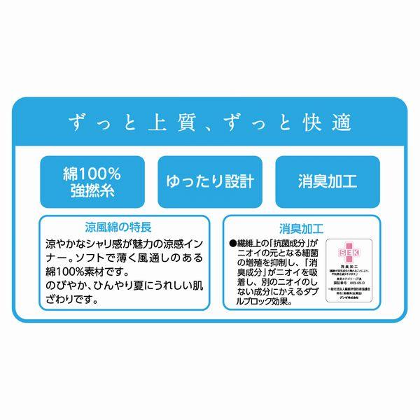 夏素材 涼風綿 グンゼ 紳士 ステテコ 半ズボン下 ロンパン 前あき 肌着 強撚糸 快適工房 メンズ インナー 下着 夏用 さらさら 消臭加工 綿100％ 日本製 6407｜shopsutou｜05