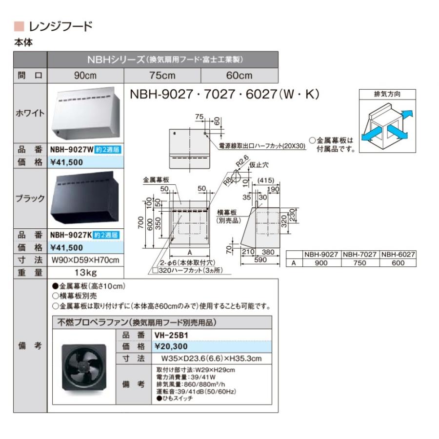 サンウェーブ 共通機器 レンジフード(NBHシリーズ/換気扇用 サンウェーブ 共通機器 レンジフード(NBHシリーズ/換気扇用