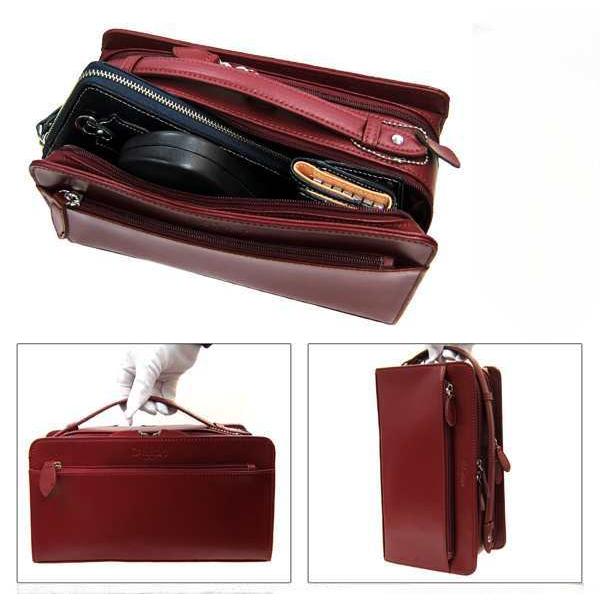 【Maturi マトゥーリ】 コードバン セカンドバッグ 馬革 牛革 ダブルファスナー MT-42 WINE 定価39800円 |  | 02