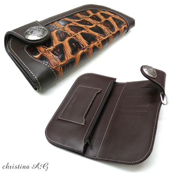 訳あり christina A.G クロコ型押し長財布 ウォレットロープ付 イタリアンブランド　AG-153 あすつく |  | 02