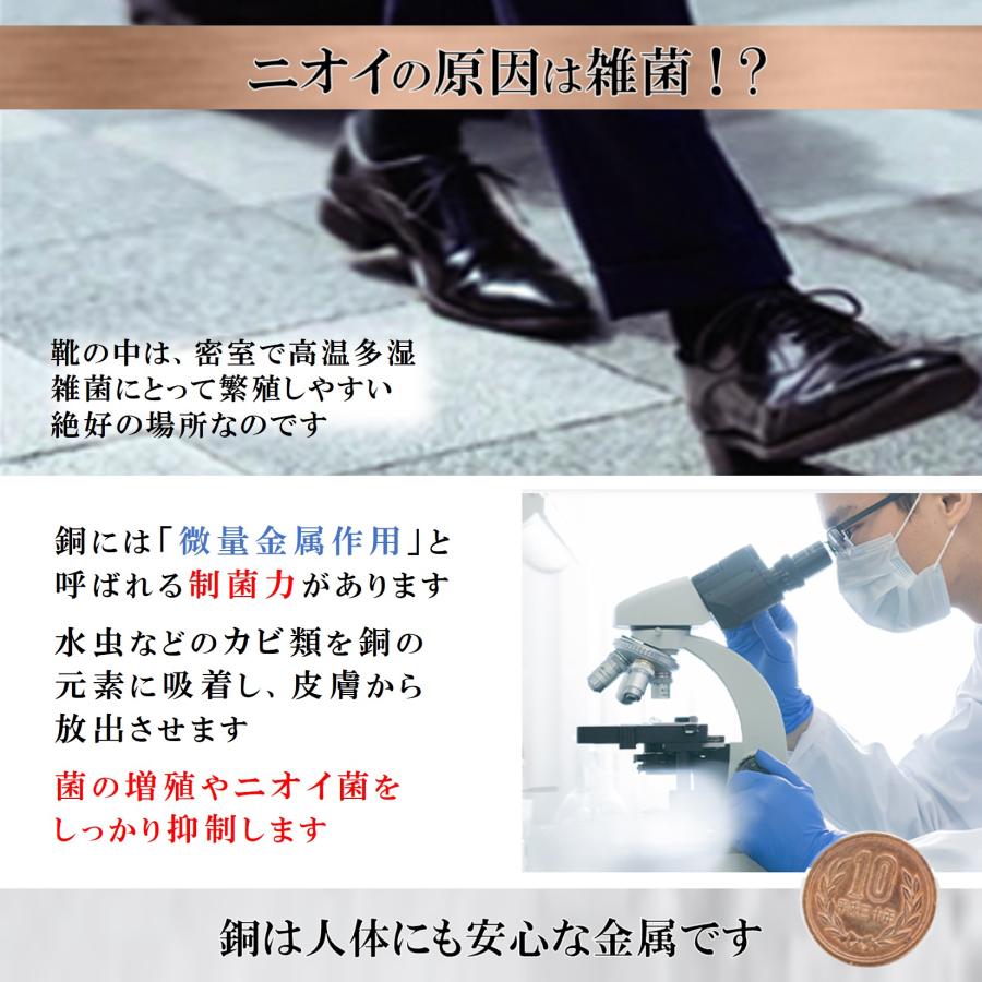 5本指ソックス メンズ 薬剤を使わず繊維から抗菌 防臭 五本指 靴下 薄手 銅イオン生地 さらさら生地 ハーフ スポーツ ビジネス 綿 黒｜shoptkn｜12