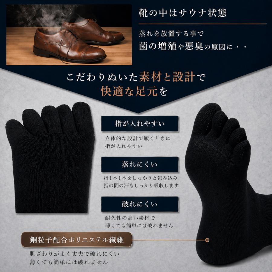 5本指ソックス メンズ 奇跡の靴下 繊維から抗菌 防臭 五本指 靴下 薄手 銅イオン生地 さらさら生地 ハーフ スポーツ ビジネス 綿 黒 |  | 13