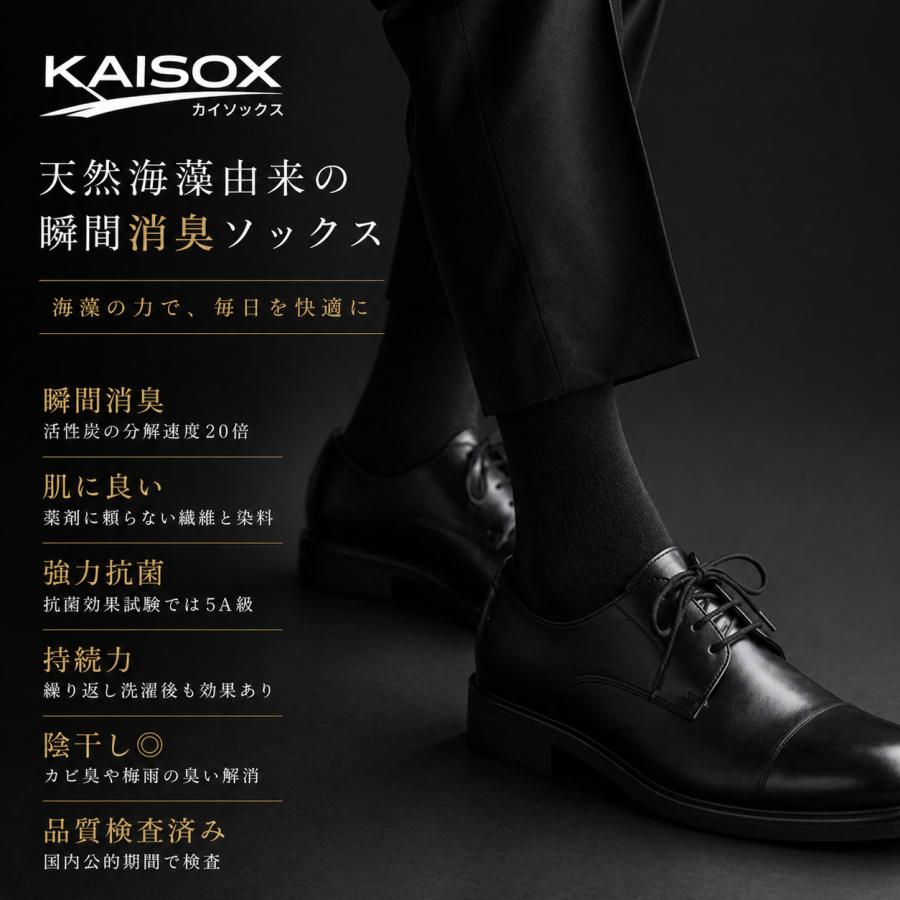 靴下 メンズ KAISOX ビジネス ソックス 無地 抗菌 防臭 消臭 海藻繊維