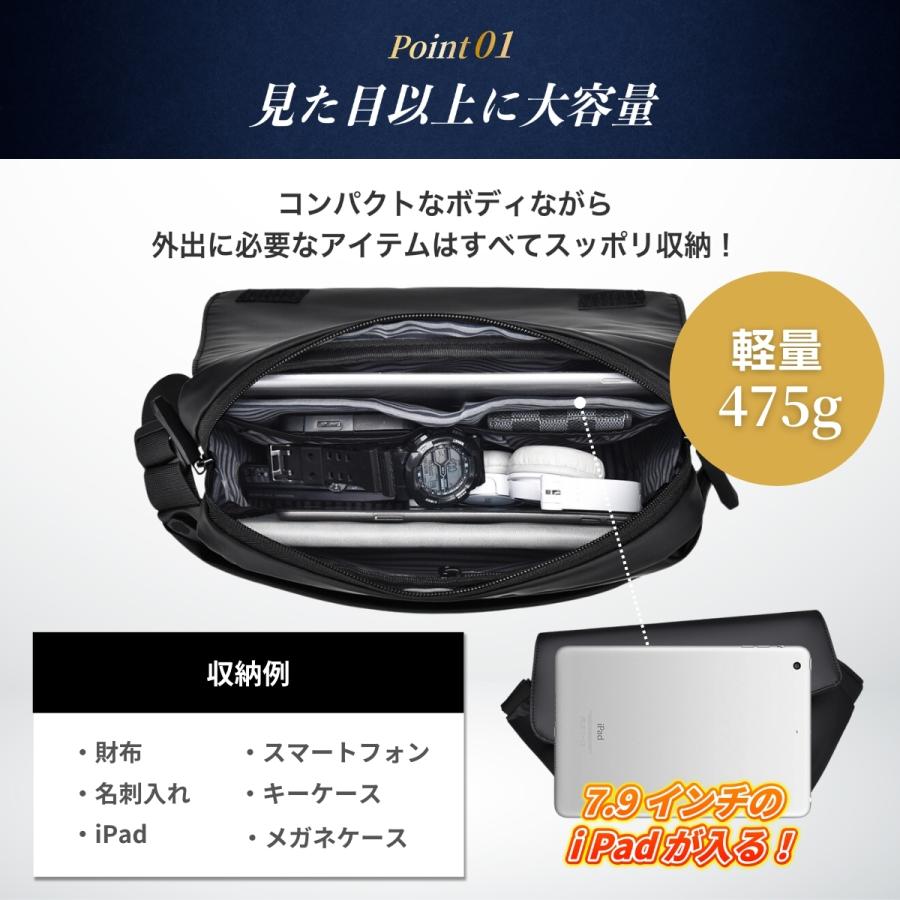 ブラック ボディバッグ　収納袋付き ボディバッグ メンズ ショルダー 斜め ウエスト 軽量 おしゃれ 大容量