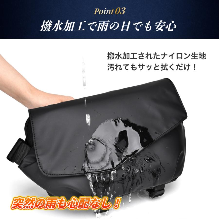 ブラック ボディバッグ　収納袋付き ボディバッグ メンズ ショルダー 斜め ウエスト 軽量 おしゃれ 大容量